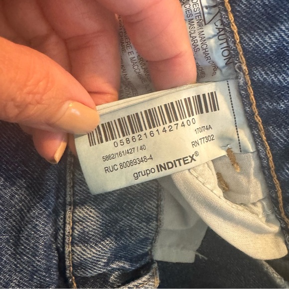 Zara Wide-Leg cropped Blue Jeans - Picture 6 of 9